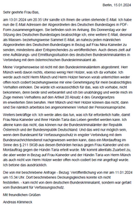 Text der E-Mail an die Präsidentin des Deutschen Bundestages, Frau Bärbel Bas, vom 15.01.2024 um 22.23 Uhr