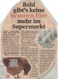 Bild-Zeitung 11.04.2024, Ausschnitt Seite 6, rechts mittig Bald gibt's keine braunen Eier mehr im Supermarkt
